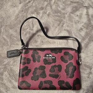 Coach Pink Leopard Print Wristlet